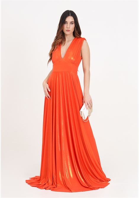 Orange women's dress with V-neck ALMA SANCHEZ | ABITO AISE-ELARANCIO